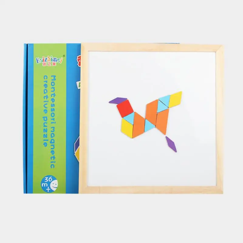Креативные Магнитные Головоломки из 244 штук, деревянные наборы Tangram для развития детей, деревянные головоломки Tangram, развивающие игрушки для детей