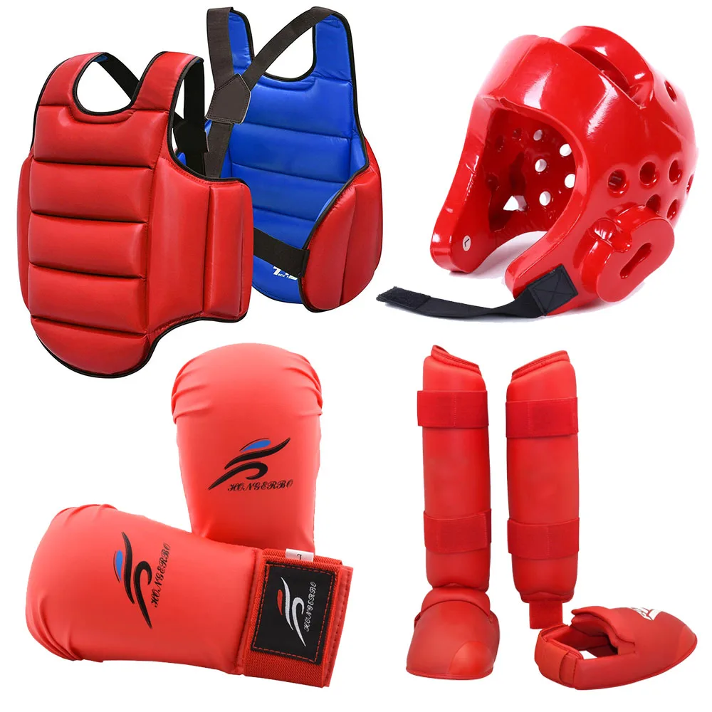 Karate Tae Kwon Do Sparring Gear Set with Headgear Hand Foot Pads Pink 