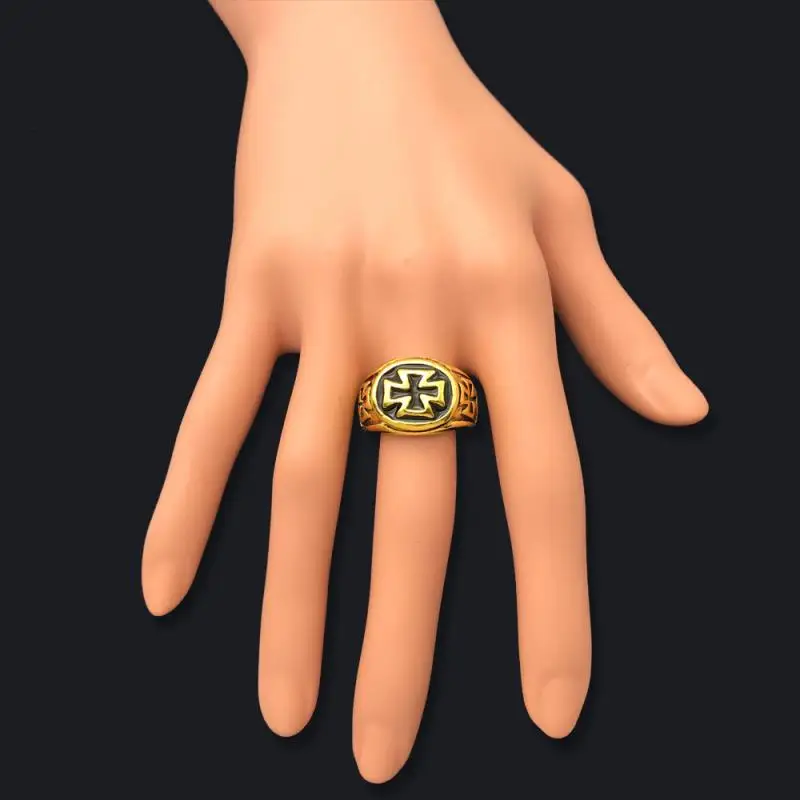 Finger Ring Cross Pattern For Men Punk Vintage Silver Color