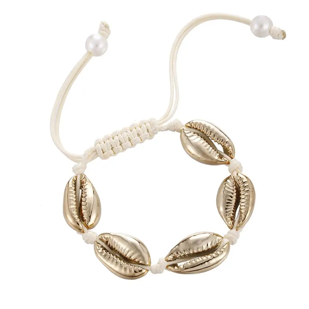 Bracelet Style 1 Летнее белое ожерелье-чокер в виде раковины для женщин, браслеты из морской раковины, веревка, цепочка в виде раковины, Пляжное ожерелье для женщин, девушек, богемное ювелирное изделие - Окраска металла: Bracelet Style 1