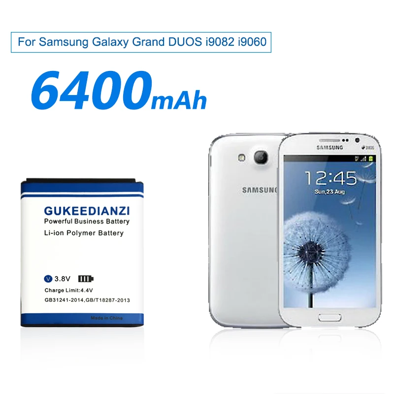 Аккумулятор GUKEEDIANZI i9082 i9060 для samsung I9082 Galaxy Grand DUOS I9080 I879 I9118 Neo+ i9168 i9060 аккумулятор 6400 мАч EB535163LU