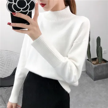 

941234 real photo of new curling split half high collar sweater 2019md