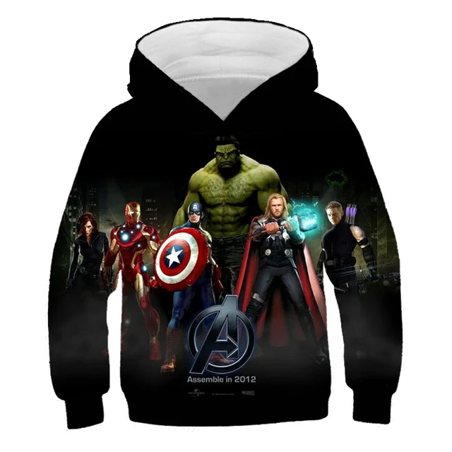 Children Harajuku Cartoon Hoodies Super-Hero Hulk- Spidermαn Clothes Boy Girl 3D Hooded Sweatshirts Kids Autumn Spring Pullover 2195
