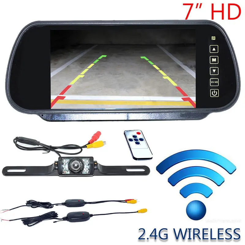 Reviewer Mirror Car Rear View Monitor Portable Backup Camera Lens Sensors IP68 7 Inches Universal