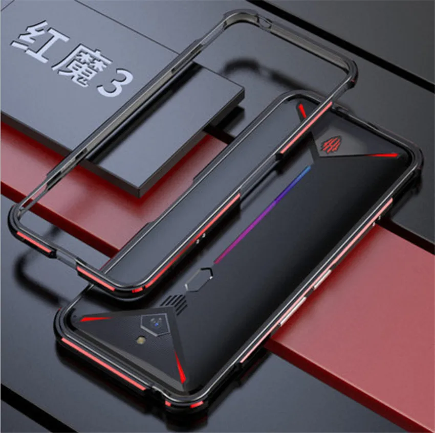 Чехол-накладка для Nubia Red Magic 3 3s двухцветный алюминиевый с металлической рамкой |