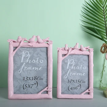 

Three Little Birds Wedding Picture Frame Resin Pink White Green Creative Living Room Decoration European Photo Frame