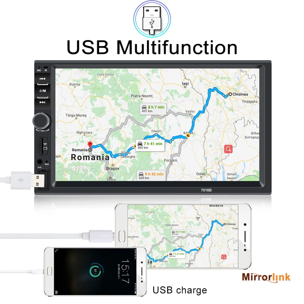 2din Автомагнитола 7 дюймов сенсорный mirrorlink Android плеер сабвуфер MP5 плеер Авторадио Bluetooth Камера заднего вида магнитофон