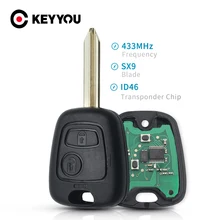 KEYYOU-llave de control remoto para coche, dispositivo de 2 botones, 433Mhz, para Citroen Saxo, Picasso, Xsara, Berlingo, SX9 Blade