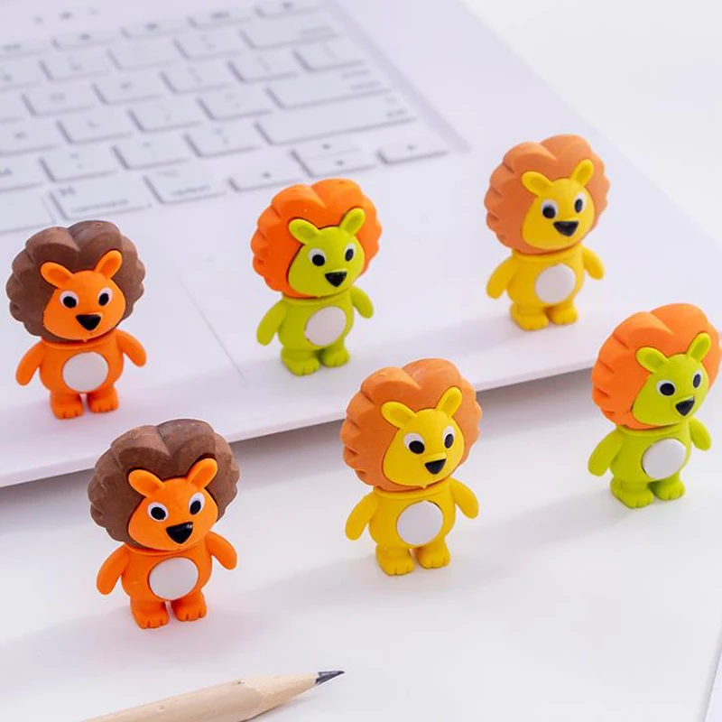 6Pcs Cute Mini Animal Rubber Pencil Eraser Stationery Great for Homework Rewards Party Favors and Art Supplies Multicolor Pencil Eraser Set 