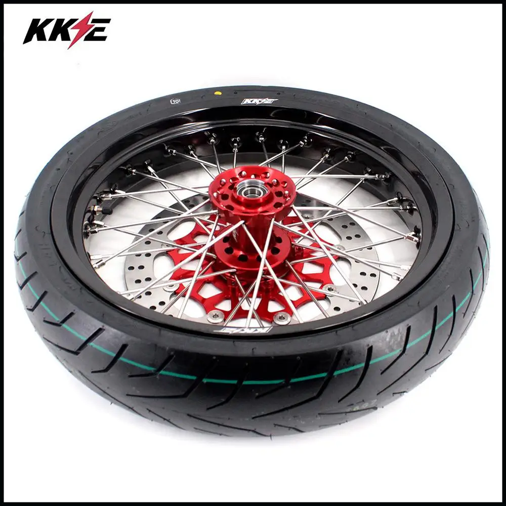 KKE 3,5/5,0 Supermoto Motard колесные диски CST шины Набор для HONDA CRF250R- CRF450R 2013- Supermotard обод красный CNC концентратор