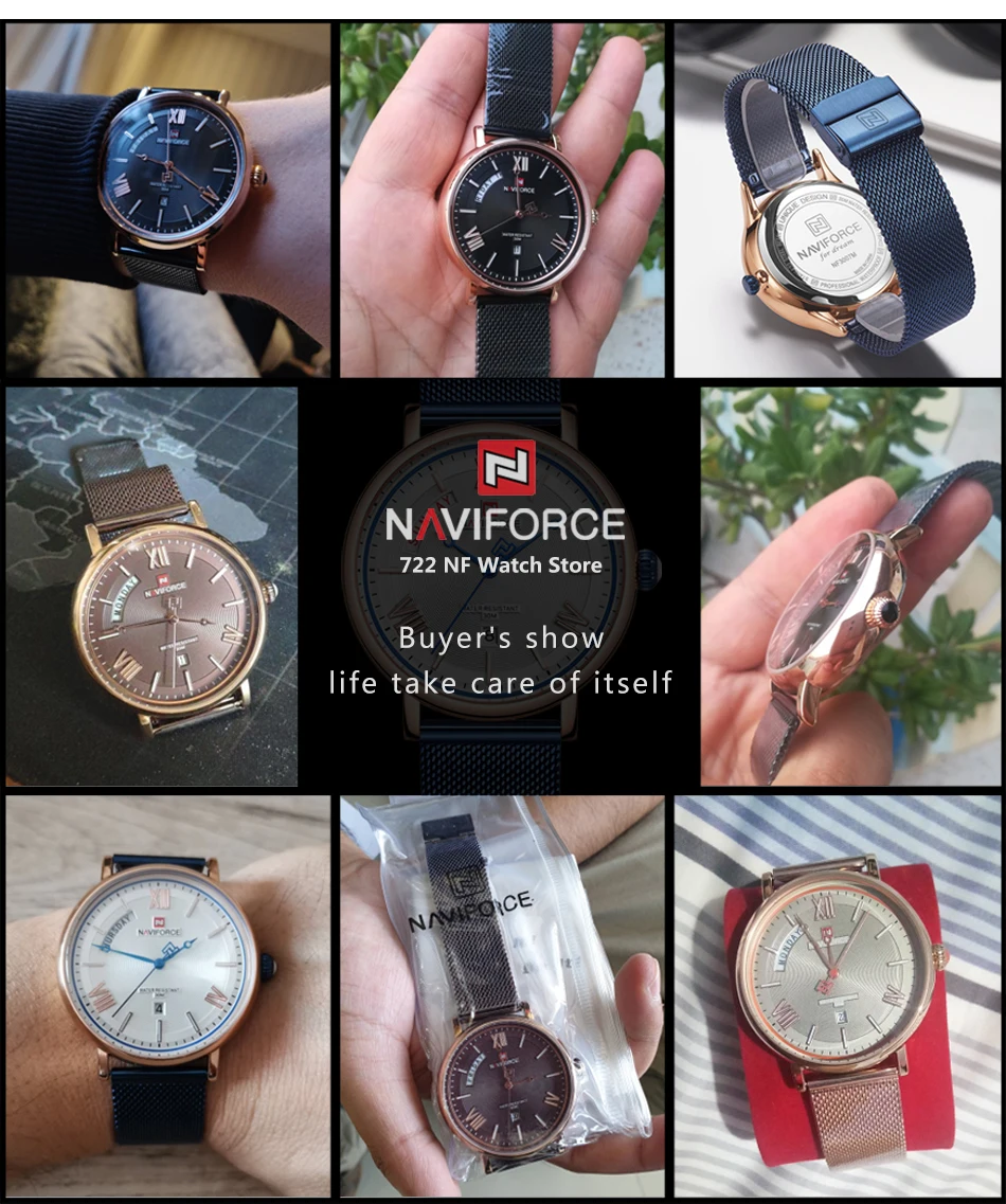 Часы NAVIFORCE мужские модные деловые часы мужские повседневные водонепроницаемые кварцевые наручные часы из нержавеющей стали с сеткой Relogio Masculino