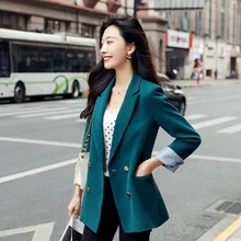 Autumn and winter high quality women's jacket large size S-4XL Casual double-breasted loose blazer Fashion office suit 2019 new