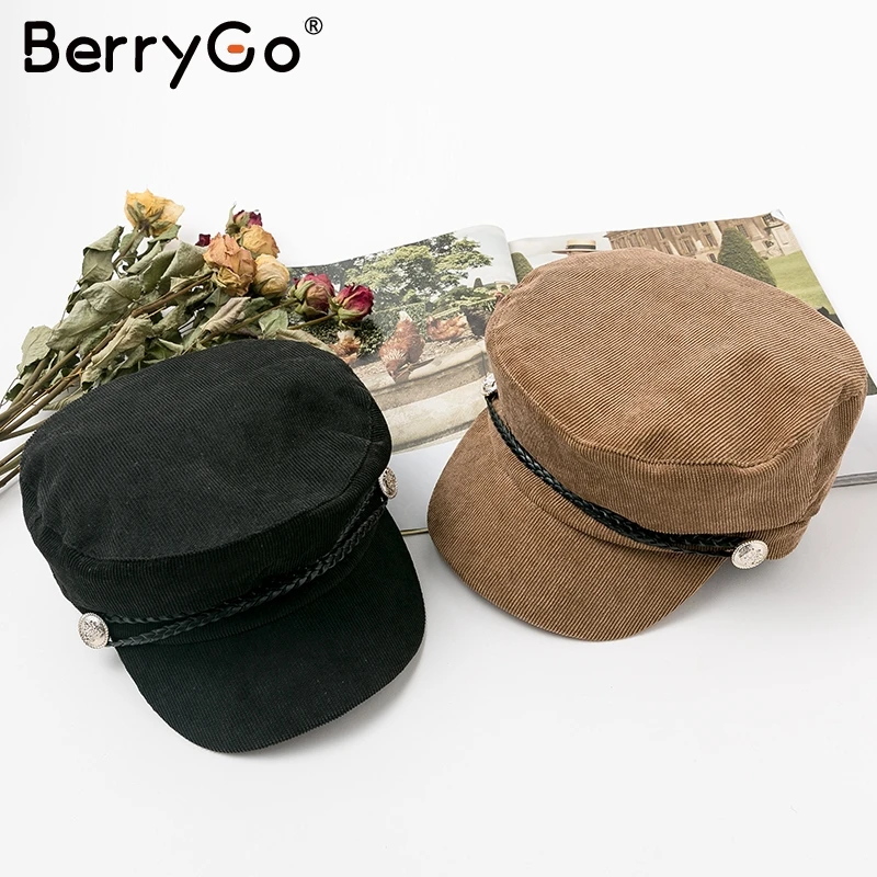 Женский шерстяной берет с пуговицами BerryGo элегантный вязаный веревочный в стиле