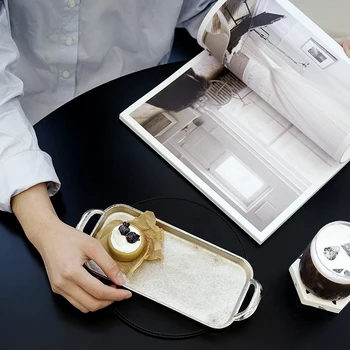 

SWEETGO Aluminium Ears tray in silver dessert plate 25*10cm cake decorating tools vintage style tray for bread tea dinnerware