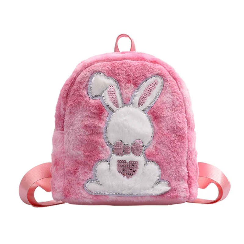 

Winter Women Backpack Teen Girl artificial fur School Bag Mini Kawaii Cartoon Letter Square Backpack Lightweight Backpack