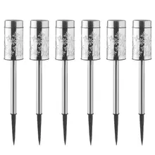 6x светодиодный светильник на солнечных батареях из нержавеющей стали для улицы, сада, двора, дорожки, декоративный светильник, высокая эффективность, без теплового излучения