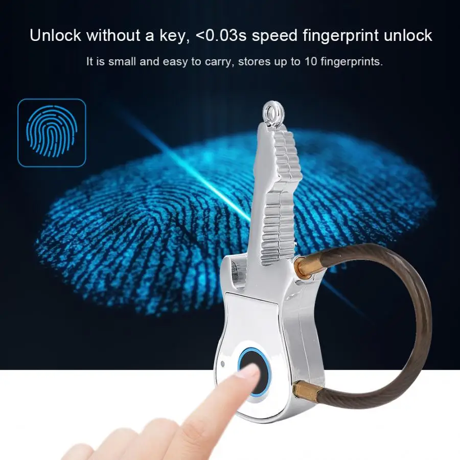 Умный замок для безопасности, отпечаток пальца, без ключа, Bluetooth, приложение, гитара, форма замка для шкафа, двери шкафа, багажный чехол, замок
