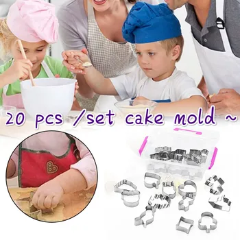 

20pcs Christmas Cookie Cutter Mold 3D Stainless Steel Biscuit Mould Biscuit Cake Mold Decoration Baking Tools Kitchen Utensils