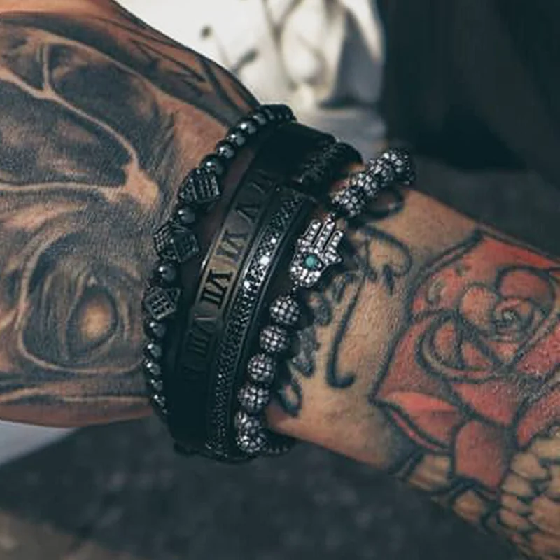 Luxury Women Men Bracelet CZ Ball Blue Hamsa Hand Charm Adjustable Beads Macrame Bracelet Men WOmen - Image 2