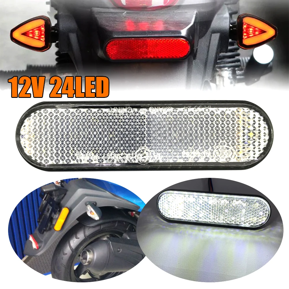

24LED Rectangle Motorcycle Reflector Tail Brake Turn Signal Light Lamp Brake Light Car ATV LED Reflectors Truck