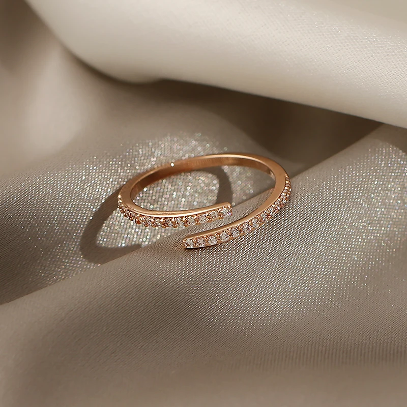 Minimalist Geometric Rose Gold Open Rings For Woman Korean Fashion Jewelry New Gothic Accessories Student Girl’s Simple Ring Set