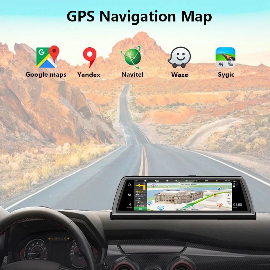 WHEXUNE 4G Android автомобильный dvr видеорегистратор 4 объектива 10 дюймов навигация ADAS gps WiFi Full HD 1080P видео рекордер 2 ГБ+ 32 ГБ камера для автомобиля