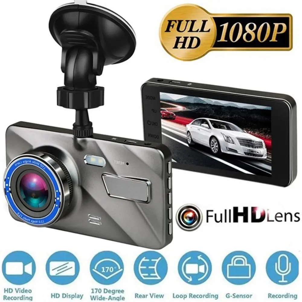 Hd 4,0 дюймовый двойной объектив с поддержкой реверсивного изображения 1080p скрытый широкоугольный видеорегистратор для вождения Универсальный Интеллектуальный антивибрационный