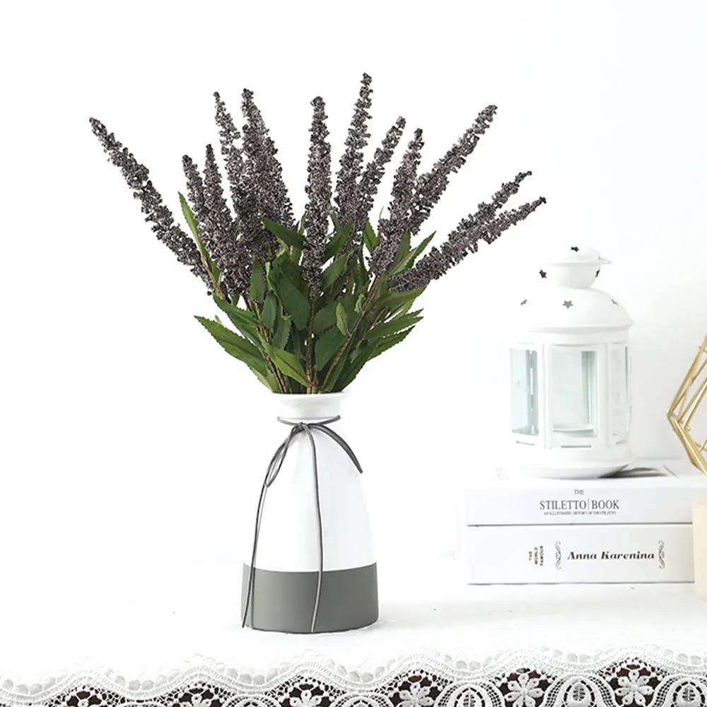 

1pcs Simulated Lavender Bunch Fake Flower Artificial Flower Pot Arrangement For Home Garden Wedding Photography Decor