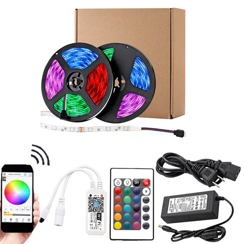 

Christmas Lighting 5050 RGB Smart LED Strip WIFI DC 12V LED Rope Tape Ribbon Alexa For Holiday Birthday Party Decoration