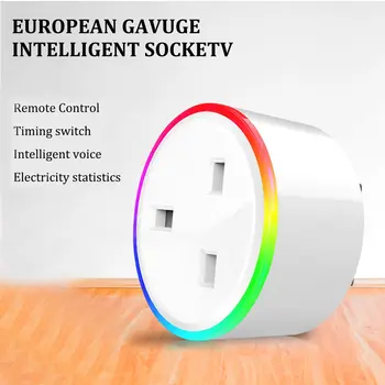 

16A RGB Wifi Smart Plug With Power Monitor Wireless Remote Control Smart Socket Household Outlet With Voice Control EU Plug
