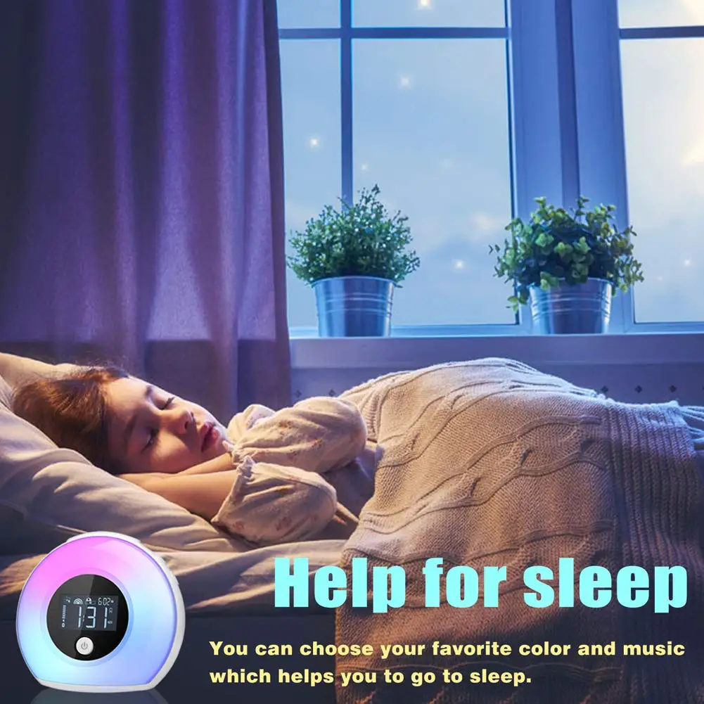 Wake Up Light Bluetooth динамик, настольная лампа будильник, ночная Bluetooth лампа с динамиком, затемняемый теплый и красочный свет