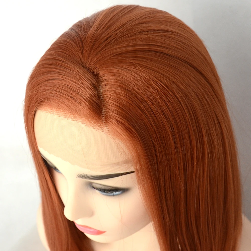 Парик Vogue Queen Orange Bob Женский фронтальный парик из синтетических волокон при