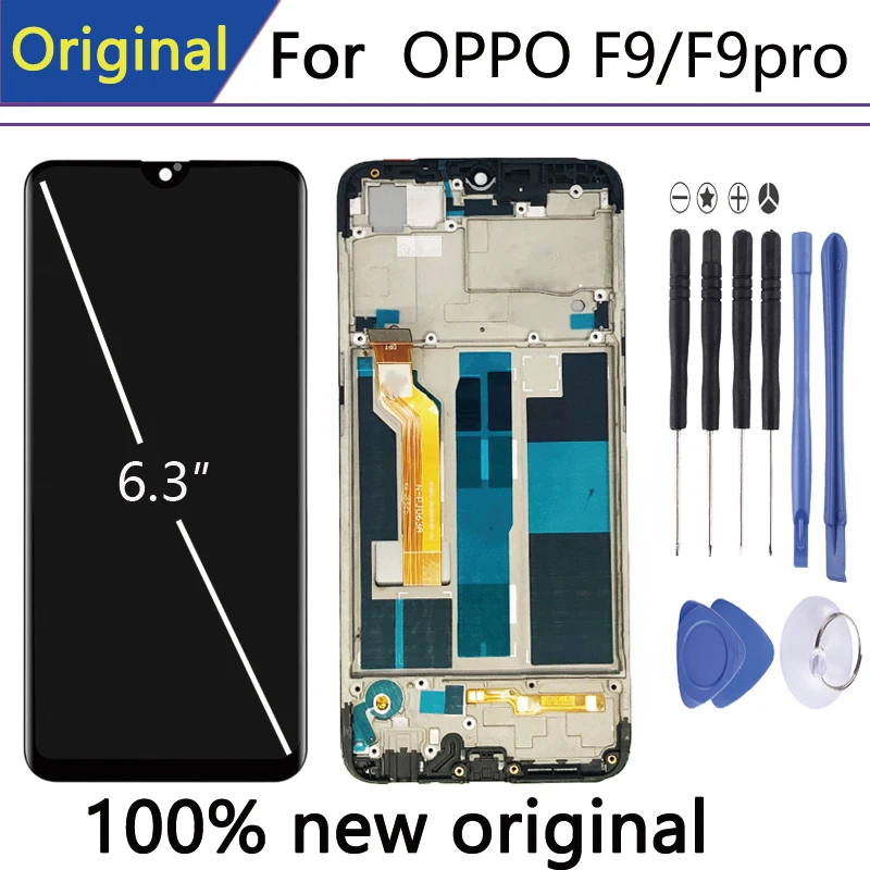 Для pantalla для 6 3 &quotoppo F9 дисплей в мобильный телефон LCD s с рамкой Pro lcd дигитайзер