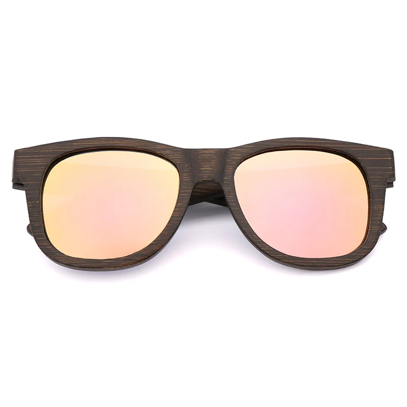 Винтажные деревянные солнцезащитные очки из бамбука коричневого цвета, деревянные солнцезащитные очки, мужские Поляризованные женские солнцезащитные очки, квадратные солнцезащитные очки oculos de sol feminino - Цвет линз: YB001-08 Rose gold
