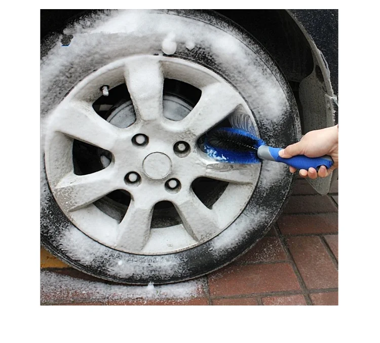 Car Wheel Cleaning Brush Tire Rim Scrub Brush with Anti-Slip Rubber Handle for Automobile and Motorcycle Wheel Tire Cleaner