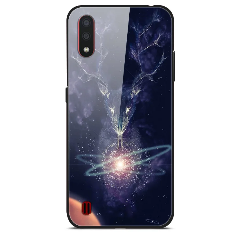 Для samsung Galaxy A01 чехол A 01 закаленное стекло Жесткий чехлы для телефона для samsung A01 чехол A015F A015 SM-A015F бампер