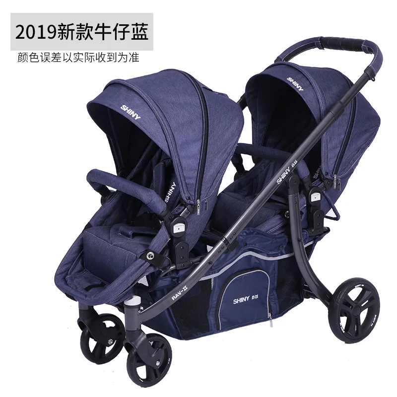 Twin Baby Stroller Light Folding Sitting and Lying Detachable Front and Back of Summer Car for Two Children Baby Stroller 2 In 1