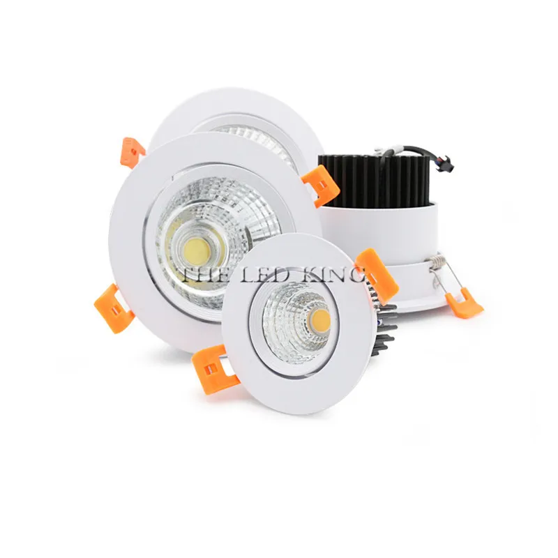 COB LED Downlights Real 3W 5W 9W 12W 110V-240V White Ceiling Spot Lamp 2.2 Inch 55mm 75mm Cut Hole No Flicker Lighting Fixtures