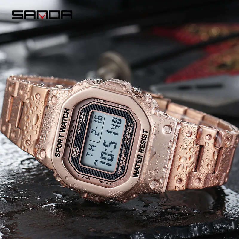 

Losida Hot Gold Men's Watches Top Brand Luxury LED Digital Watch Men 5ATM Waterproof Rose Golden Clock Black Relogio Masculino
