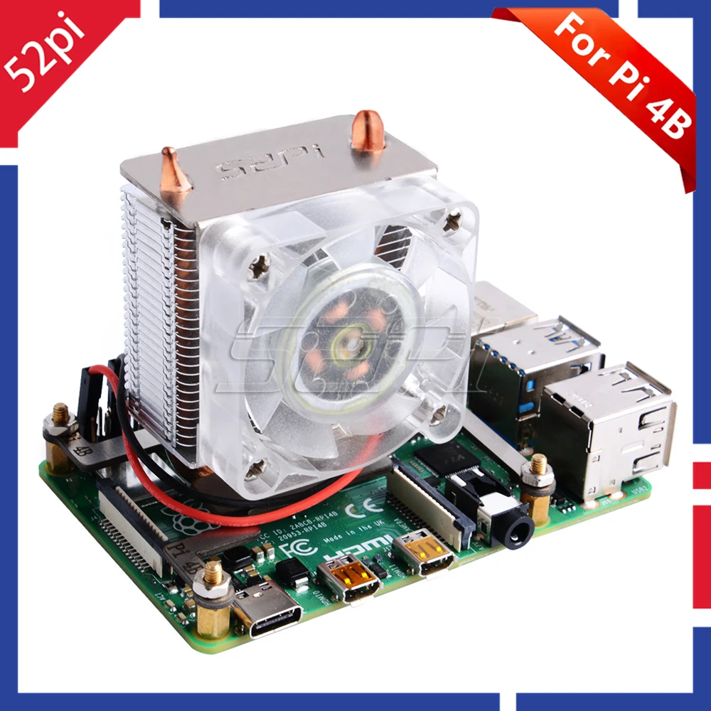 New 52Pi ICE-Tower Cooling Fan V2.0 Super heat dissipation 7 Colours Light 5-Layer Case for Raspberry Pi 4B / 3B / 3B+