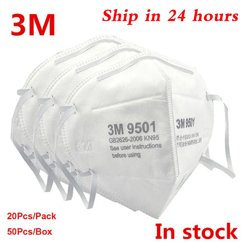 

N95 9501 25pcs/Pack 3M Safety Protective FFP2 FFP3 N95 Dust Masks Anti-PM 2.5 Sanitary Respirator Safety Mask whithout Valv