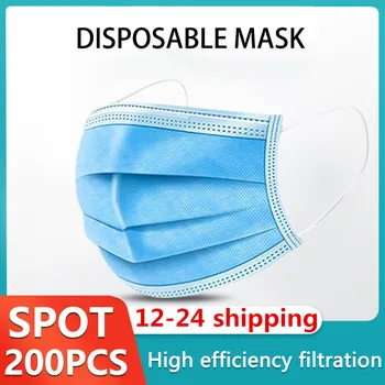 

200/500/1000PCS Mask Disposable Nonwove 3 Layer Filter Mask Mouth Face Mask Filter Safe Breathable Dust Mask Protective Mask