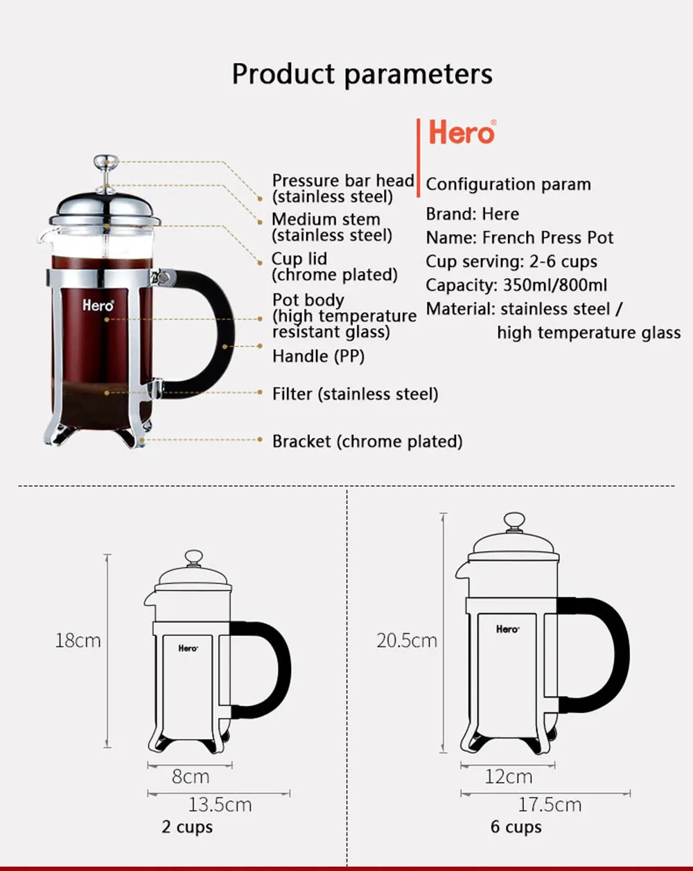 800 мл чайник для кофе стеклянный пресс Перколятор горшки французского пресса
