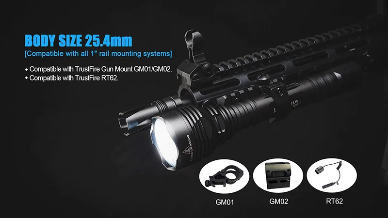 Trustfire Arma Led Rifle Escopo Airsoft Tochas Caça Acampamento Farol Lampe Pistolet 3600lm Luz Xhp70 4 Trustfire 3600lm arma luz xhp70 led rifle