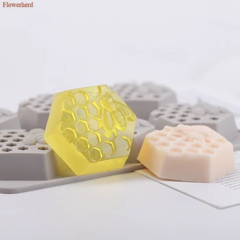 

6-hole Silicone Soap Mold Bee Rhombic Honeycomb Handmade Soap Mold DIY Liquid Crafts Soap Making Supplies Cake Chocolate Mold