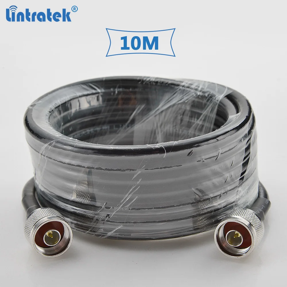 Коаксиальный кабель Lintratek 10 метров 5D С РАЗЪЕМАМИ N male для повторителя и антенны