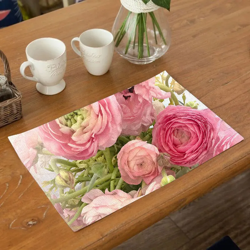 

Coffee Tea Place Mat Linen Ramadan Dining Table Placemat Tableware Fiber Pad Coaster Happy Eid Party Supplies Table Placemats