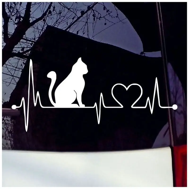 Fashion German Shepherd Cute Cartoon Animal Pet Cat Car Music Notes Heartbeat Lifeline Vinyl Car Sticker Window Body Funny Decal