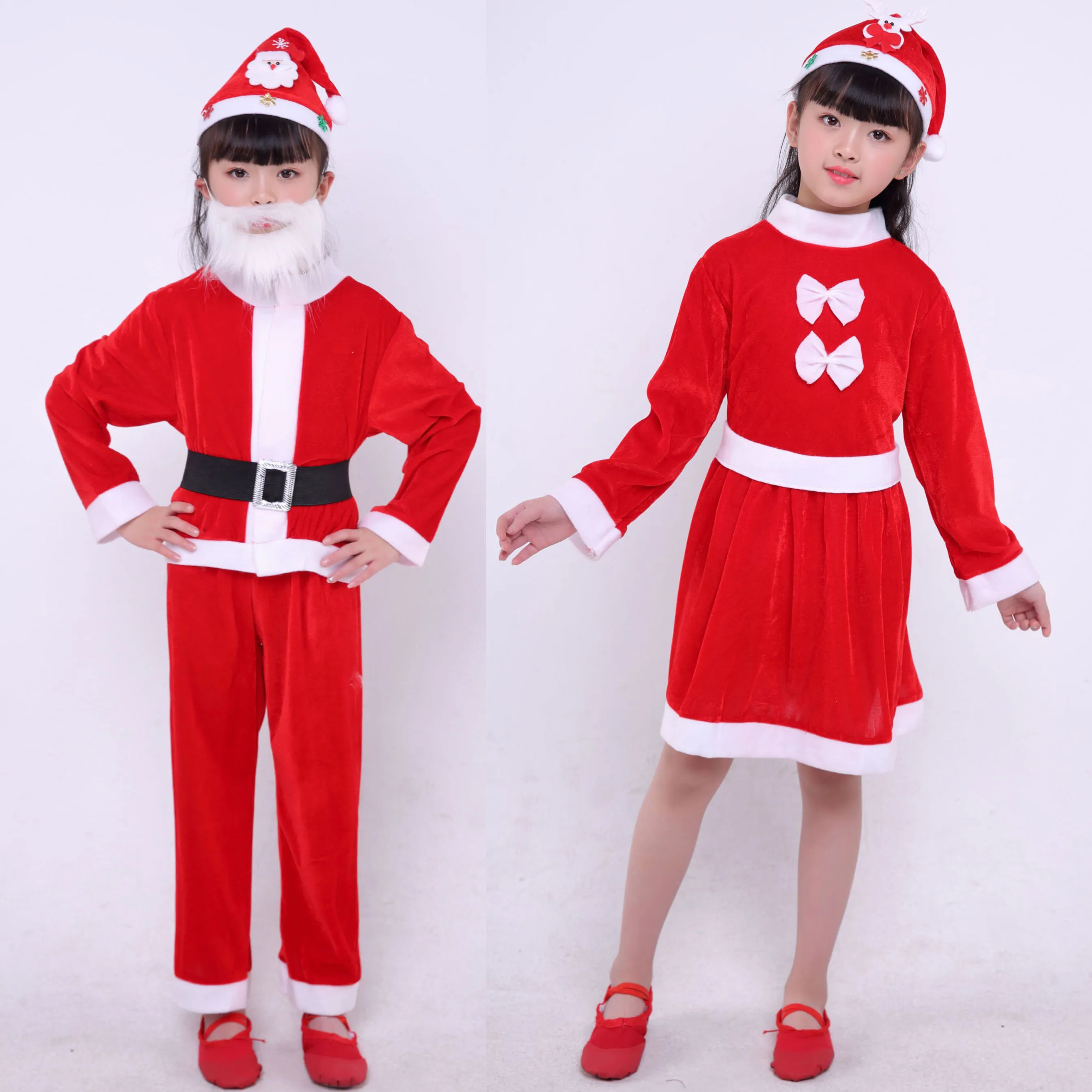 Красное теплое бархатное детское Новогоднее платье с длинными рукавами; вечерние костюмы для малышей; Детский Рождественский костюм Санта-Клауса для девочек