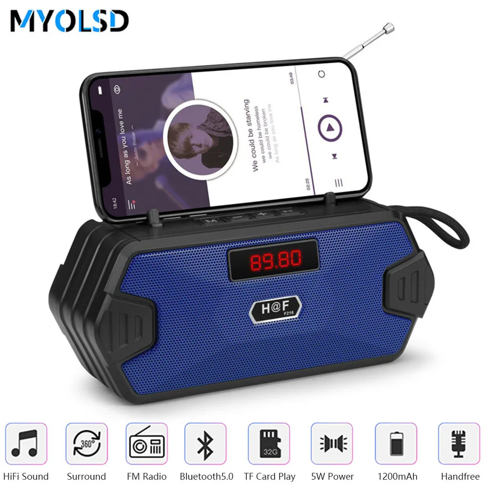 Портативная беспроводная Bluetooth колонка уличная стерео с басами FM радио TF USB AUX MP3